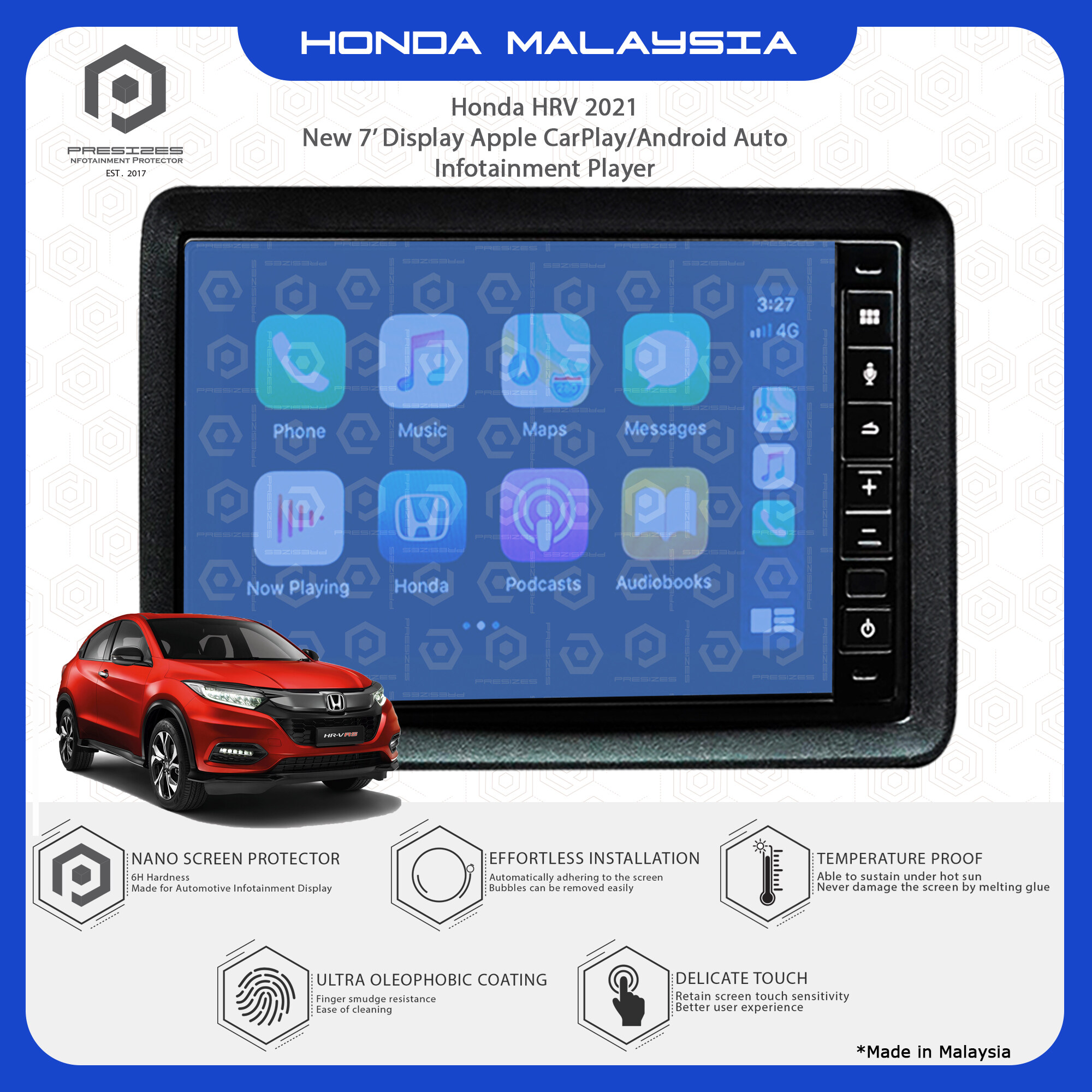 Presizes Honda HRV 2021 7 Display Apple CarPlay Android Auto