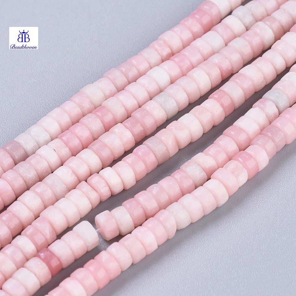 160pcs Strand Natural Pink Opal Beads Strands Heishi Beads Flat Round