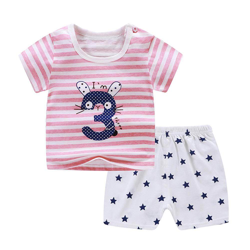Outop 2 ชิ้น/เซ็ต Unisex แขนสั้นเด็กทารกเสื้อ + กางเกงขาสั้นเด็กสวมใส่ Outop 2 ชิ้น/เซ็ต Unisex แขนสั้นเด็กทารกเสื้อ + กางเกงขาสั้นเด็กสวมใส่
