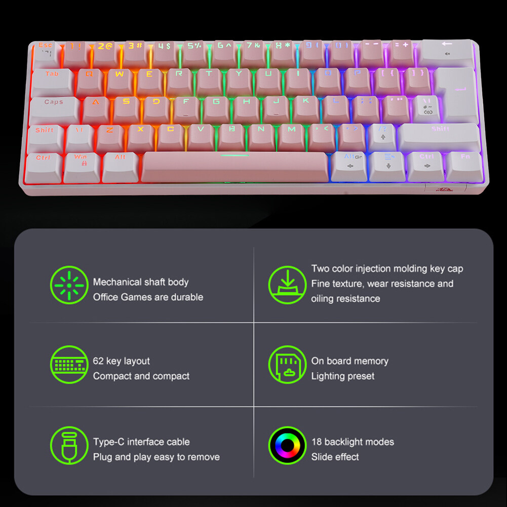 T Keys Nkro Colors Backlit Usb C Wired Keyboard Gaming Computer