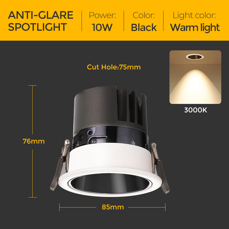 Hyderson Recessed Spotlight LED COB Downlight 10W 3000K 4500K 6000K