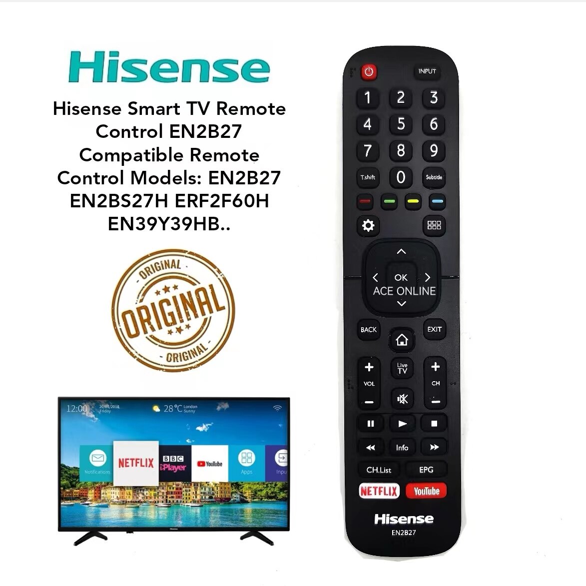 Hisense Smart Tv Remote Control En B Original Or Oem Lazada