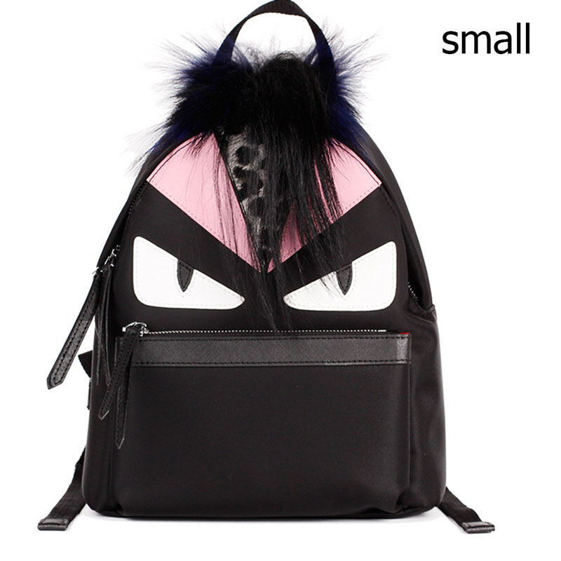 2017 Eye Monster Women Men Laptop Backpack High Quality Oxford Leopard Grain with Fox Fur Designer School Bags Travel Bag - intl