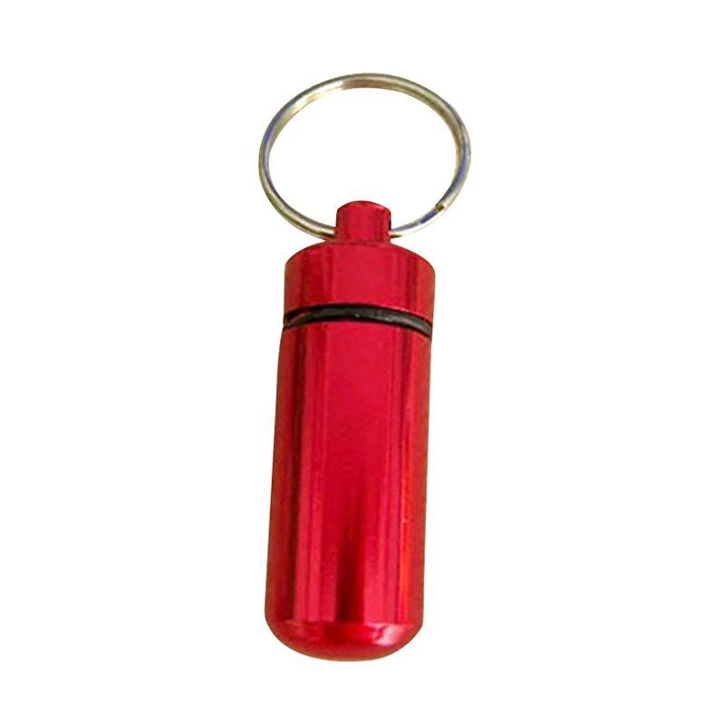 3 Pcs Aluminium Kapsul Pill Fob Kotak Cache Wadah Kunci Lingkaran-Merah-Internasional