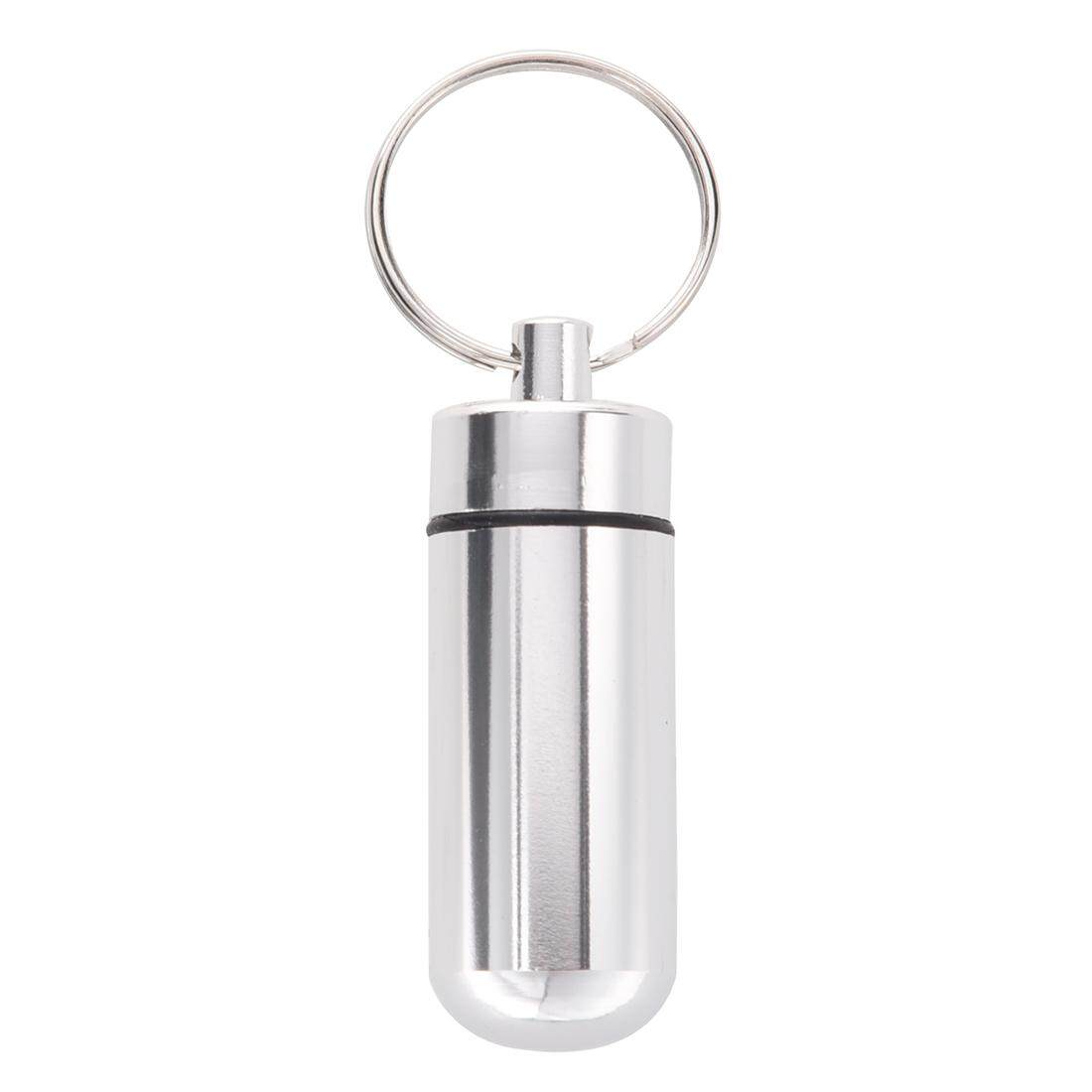 3 Pcs Aluminium Kapsul Pill Fob Kotak Cache Wadah Kunci Lingkaran-Sliver-Internasional