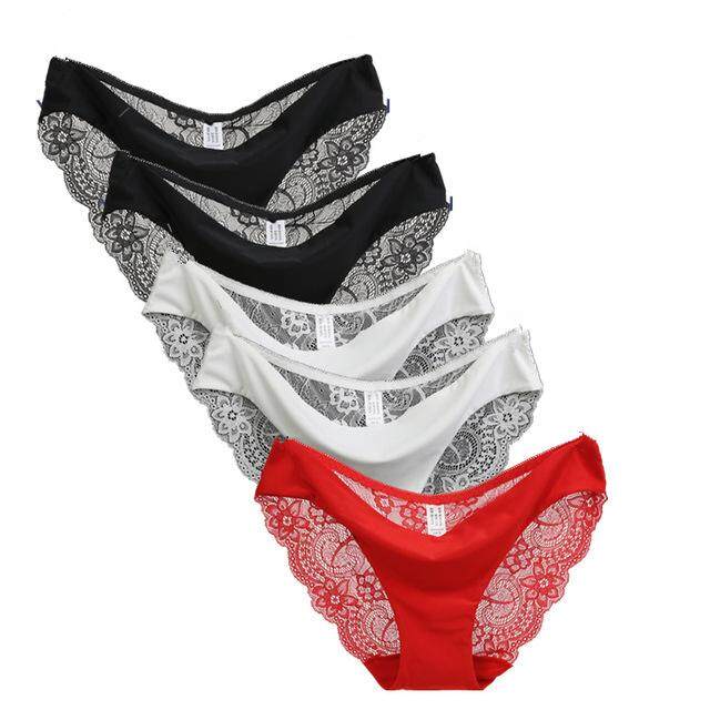 5 Pcs/lot S-XXL 5 Ukuran Wanita Pakaian Dalam Berongga Transparan Wanita Renda Panties Seamless Panty Brief Intimates-Internasional