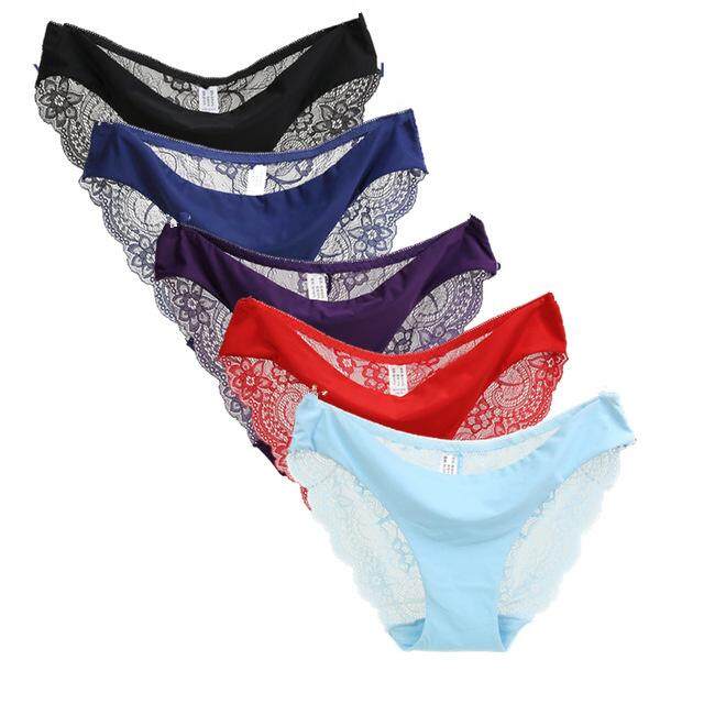 5 Pcs/lot S-XXL 5 Ukuran Wanita Pakaian Dalam Berongga Transparan Wanita Renda Panties Seamless Panty Brief Intimates-Internasional