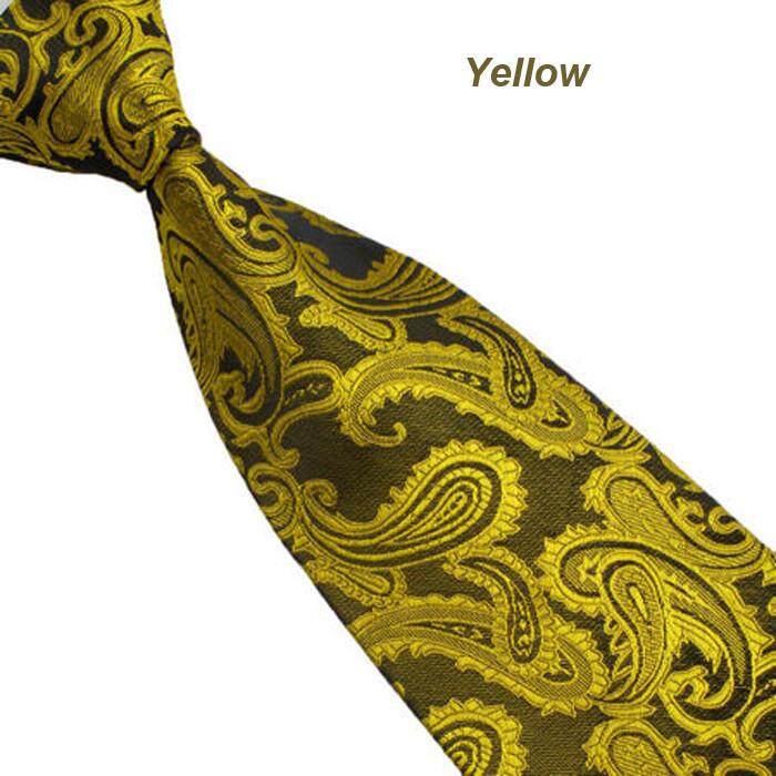 Classic Paisley Mix Color JACQUARD WOVEN Silk Mens Tie Necktie Yellow Classic Paisley Mix Color JACQUARD WOVEN Silk Mens Tie Necktie Yellow