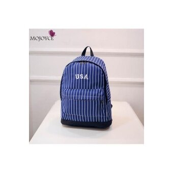Modis Bergaris Pria Wanita Kanvas Ransel Preppy Schoolbag Tas Forteenager Perempuan Anak Laki-laki Siswa Bookbags Mochila Ransel-Internasional