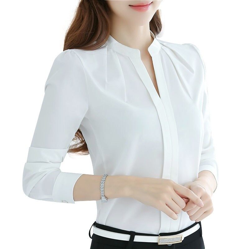 Fashion Women Tops Long Sleeve Casual Chiffon Blouse Female V-Neck Clothes Fashion Women Tops Long Sleeve Casual Chiffon Blouse Female V-Neck Clothes