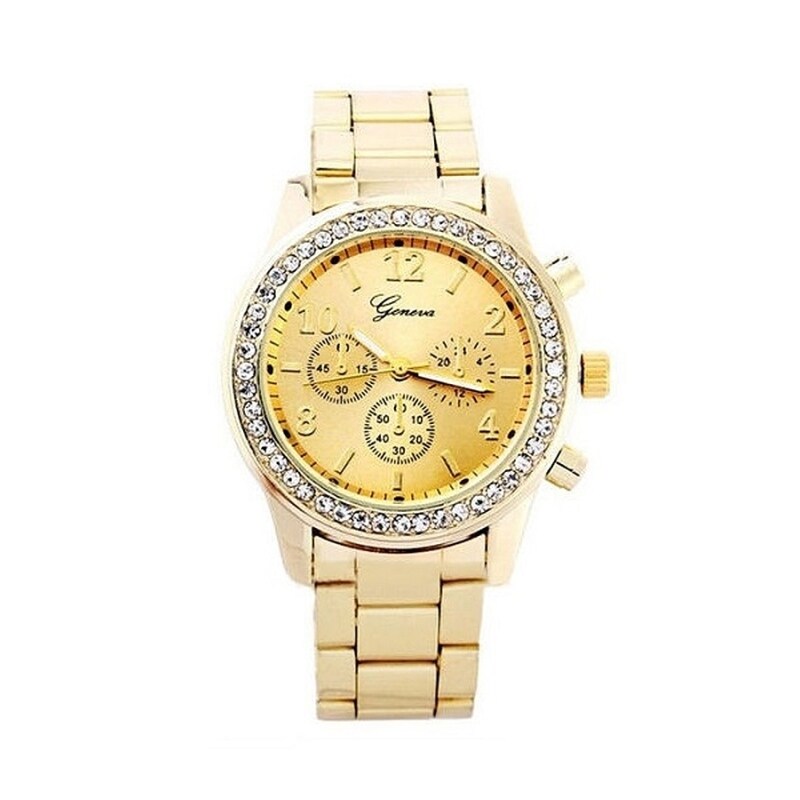 Geneva Chronograph Elegant Womens Watch Gold Malaysia