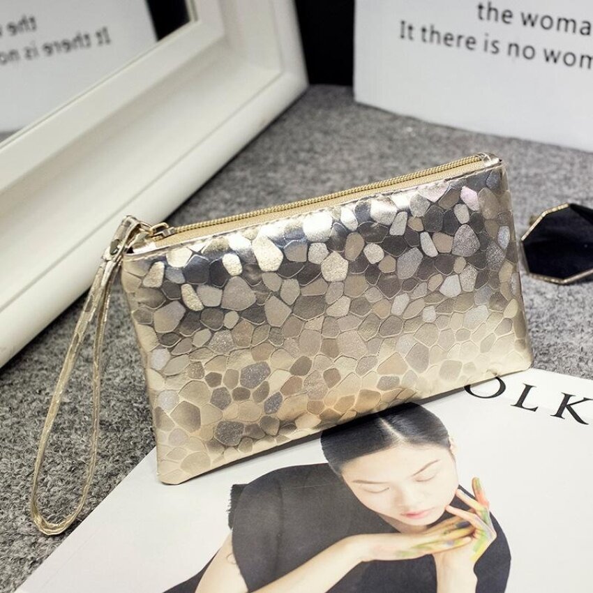 Tas Tangan Perempuan Motif Buaya Modis Versi Korea dari Paket Telepon Dompet-Emas-Intl