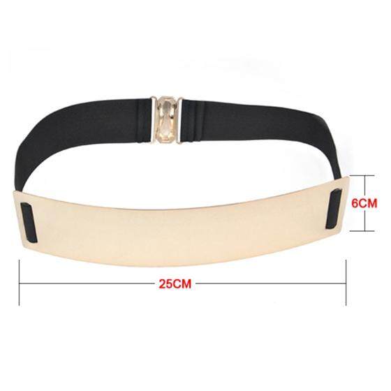 Wanita Menghiasi Emas Cermin Logam Keeper Metalik Bling Ketat Lebar Sabuk Korset (6 Cm)-Internasional
