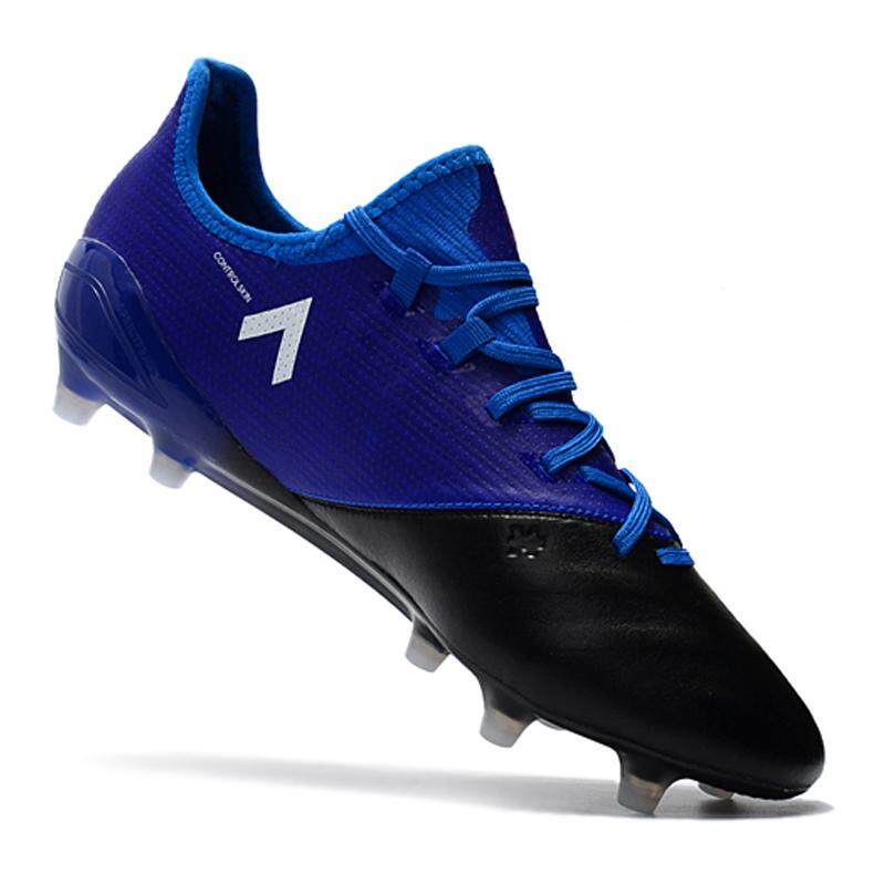 Baru FG Nail Sepatu Sepak Bola Pria Kangaroo ACE 17.1 Leather FG Sepatu Sepak Bola Menenun Soccer Cleat Lace-Up Athletic Sepatu Biru-Intl