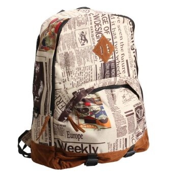 Baru Hot Jual Unisex Laptop Kapasitas Besar Ransel Koran Print Tas Punggung Kanvas Tas Sekolah Tas Kecil Perjalanan-Intl
