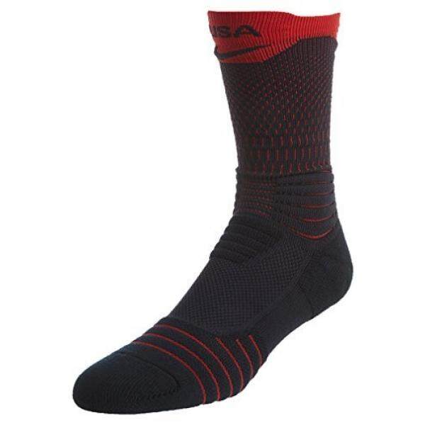 Nike Elite Versatility Amerika Serikat Bola Keranjang Awak Kapal Kaus Kaki (475 Gelap Obsidian/Universitas Merah, S 4-6) -Internasional