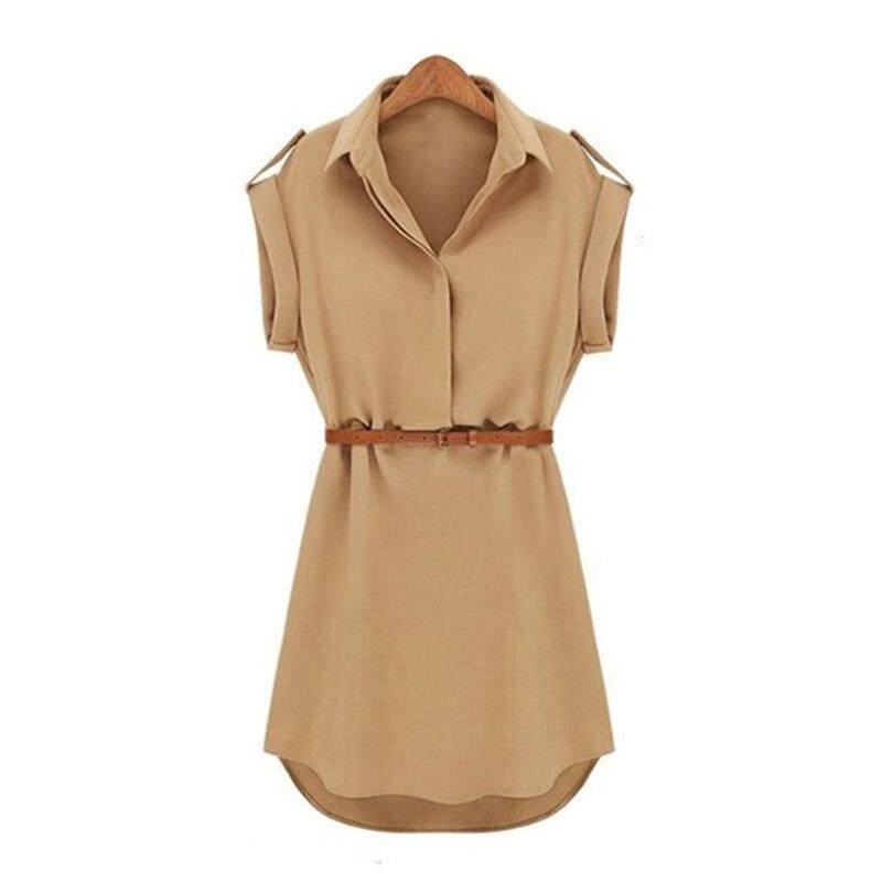 PAlight Women's Fashion Dress Shirt Collar Loose Chiffon Skirt PAlight Women's Fashion Dress Shirt Collar Loose Chiffon Skirt
