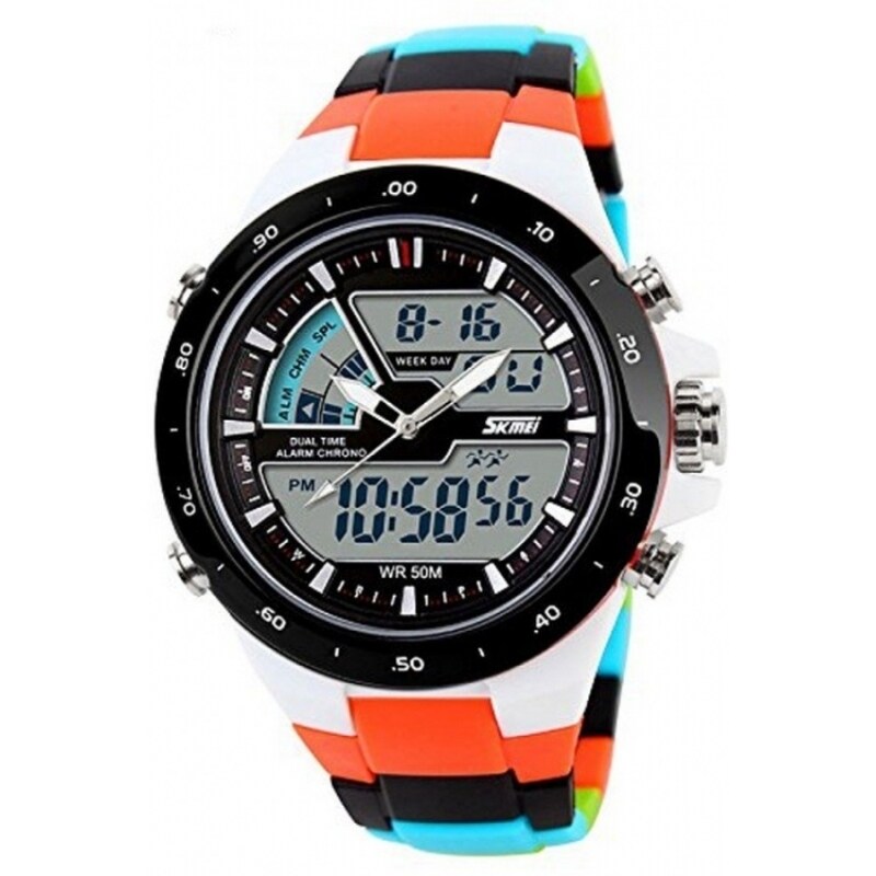 Skmei 1016 Quartz Multicolor Silicone Army Waterproof Sport Digital Analog Watch(Int: One size) Malaysia