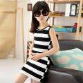 Summer Girls' Clothing Black And White Stripes Girl Dress Vest Dresses 140cm - intl 1