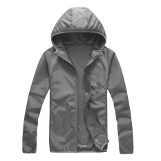 Unisex Outdoor Pakaian Pelindung Sinar Matahari Tabir Surya Kulit Windbreaker UV Tahan Jaket Lengan Panjang Wanita Pria 25-C1 (Grey) -Intl