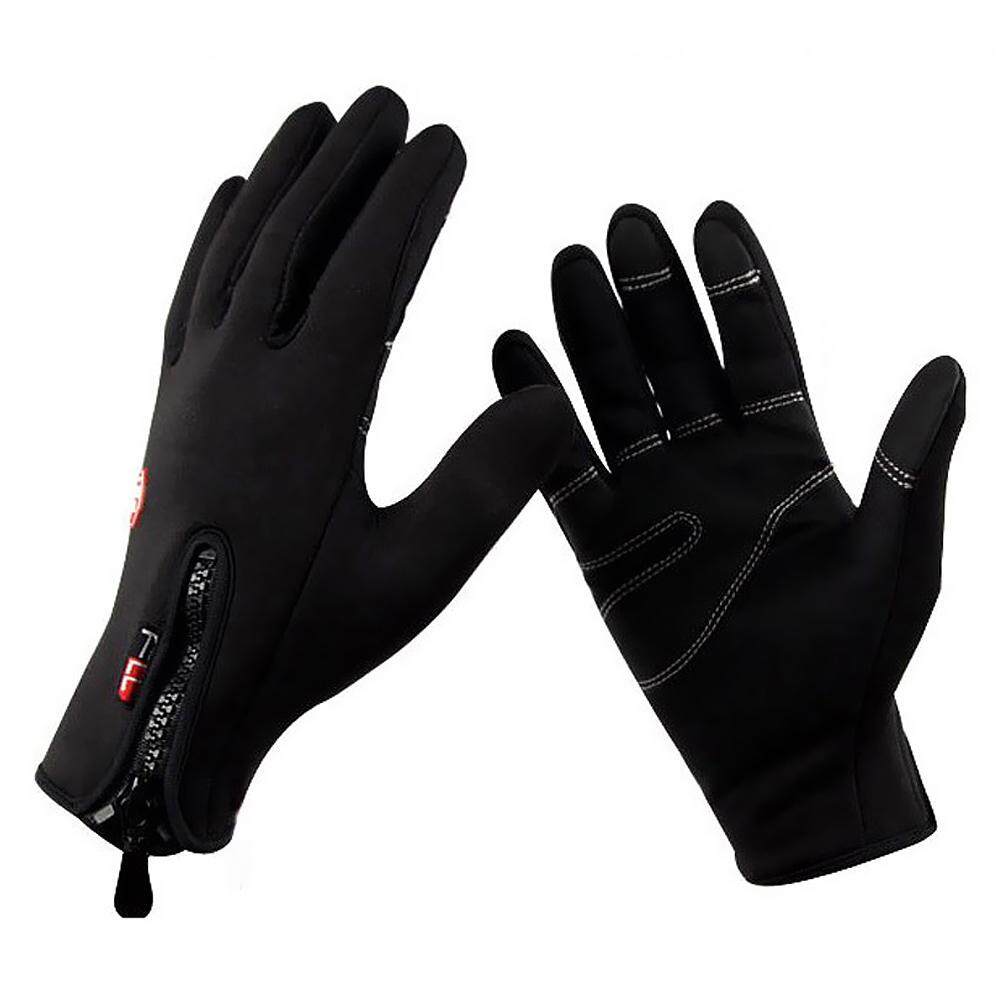 Windproof ปั่นจักรยานเดินป่าตั้งแคมป์ Full Finger หนังขนแกะความร้อนถุงมือสัมผัสจอ