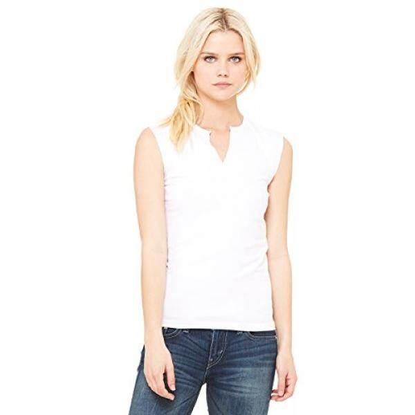 ZARA Yoga Studio La Wanita Katun Spandeks Celah V Raglan Kaus (Besar/Putih)-Internasional