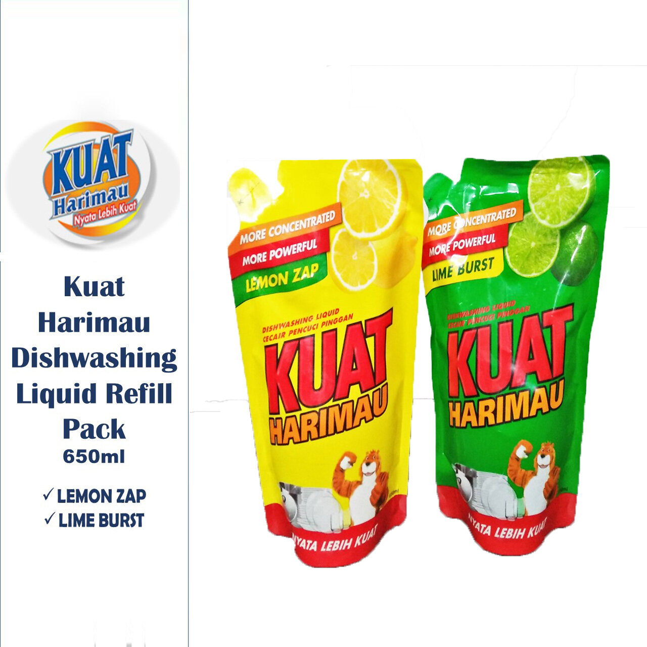 Kuat Harimau Dishwashing Liquid Refill Pack 650ml Lemon Zap Lazada