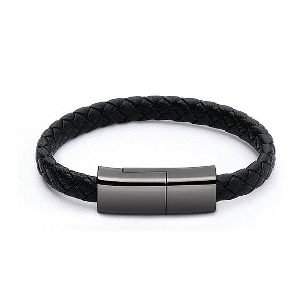 อินเทรนด์ตกแต่งสร้อยข้อมือหนังสายข้อมูลสำหรับ Android Type - C ที่ชาร์จเร็วสาย 20/22. 5 ซม. ความยาว 2.4A