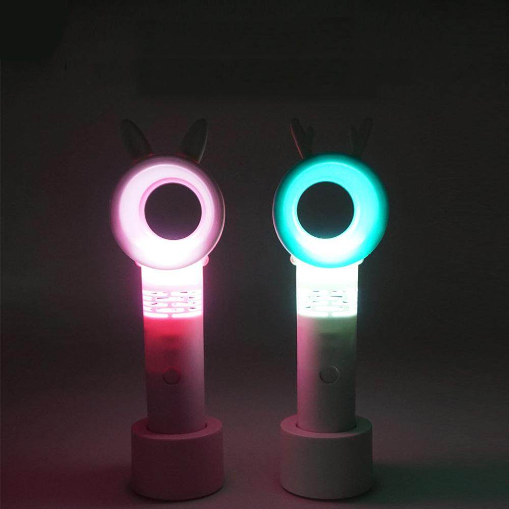 MINI Bladeless มือถือพัดลม USB กับไฟกลางคืนและฐานสำหรับเด็ก
