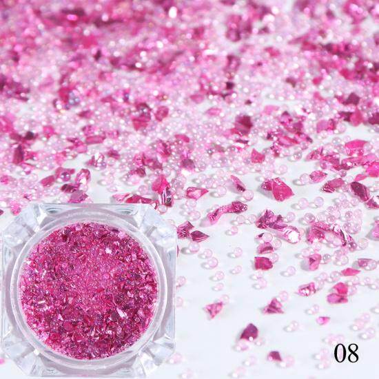 1 ขวด DIY เล็บลูกปัดขนาดเล็กแก้วรูปทรงไม่สม่ำเสมอ Charm Rhinestones ผสมลูกปัดคาเวียร์เพชรคริสตัล Micro Zircon เล็บเครื่องมือ