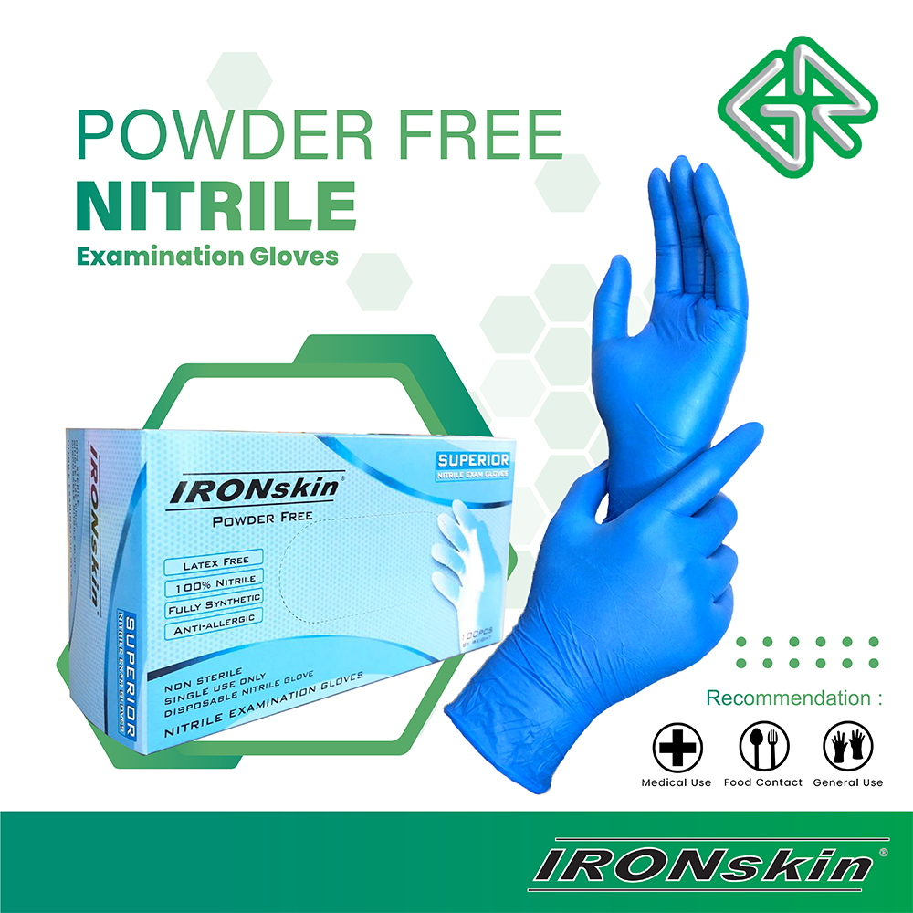 Ironskin Nitrile Blue Disposable Glove Pcs Box Made In Malaysia