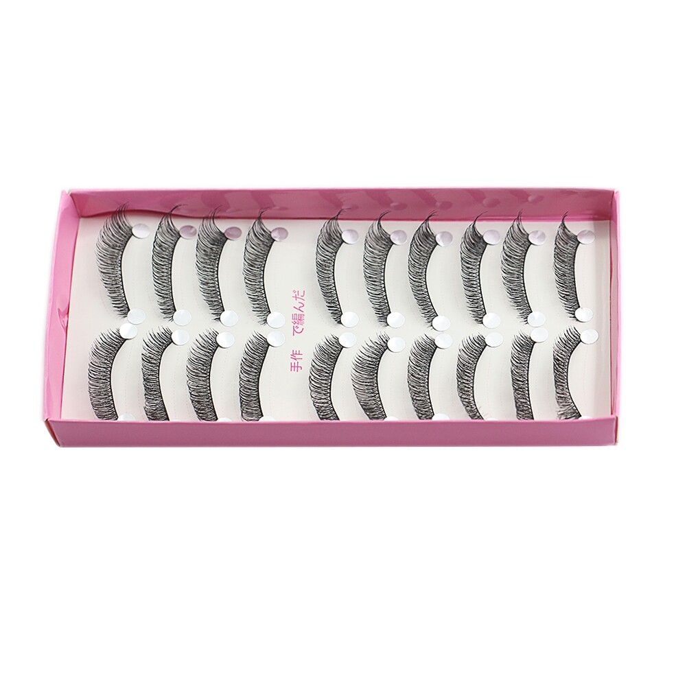 10 Pairs Natural Long Cross Elongated Eye Lashes Party Makeup False