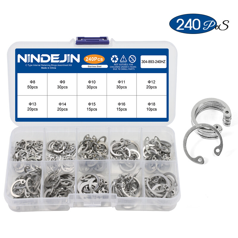 Nindejin C Type Internal Circlip Retaining Rings Assortment Kit For