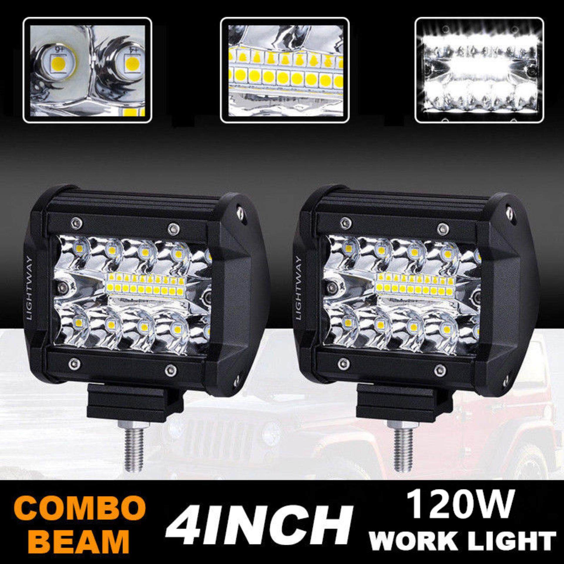 2 Pcs 4 Inch 120 W Mobil LED Batang Lampu Kerja Offroad Titik Sorotan Mengemudi Sinar Besar Lampu untuk Lampu Truk Jip Perahu Offroad-Intl