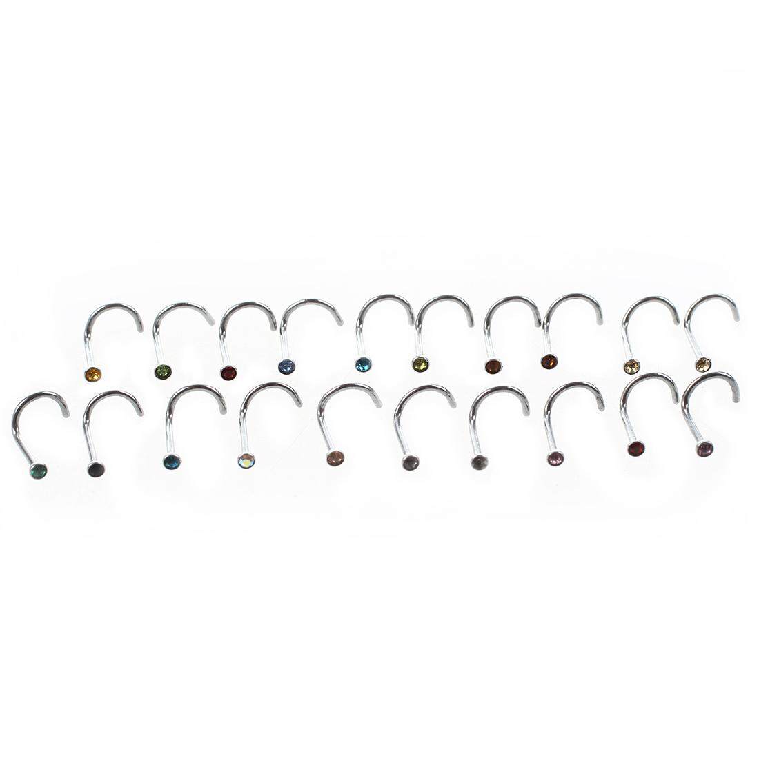 20 Pcs Warna-warni Anti Karat Berlian Buatan Hidung Melengkung Manik-manik Cincin-Internasional