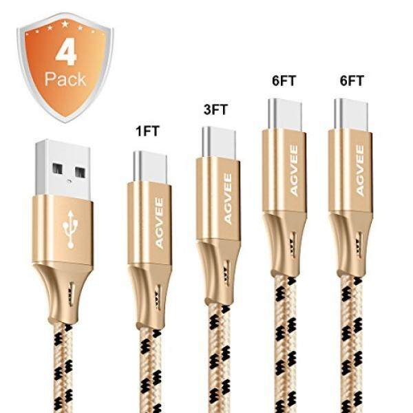3A Saat Ini Tugas Berat, Agvee Seamless Kabel Usb C, 4 Pack 1FT 3FT 6FT 6FT Tipe C Set Dikepang Usb-c Pengisian Cepat 5 V Usbc Kecil akhir Pengisi Daya Samsung Galaksi S8 LG V20 V30 G5 G6 Nintendo Sakelar Piksel-Internasional