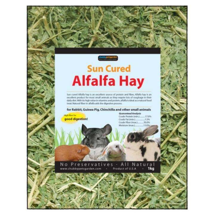 chubbypetsgarden03 sun cured alfalfa hay 1kg (35oz)