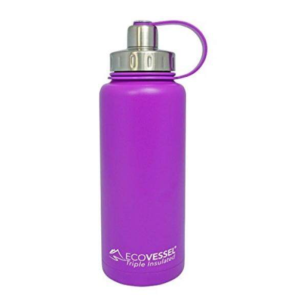 Ecovessel Boulder Trimax Ganda Opening Terisolasi Anti Karat Air Bottle dengan Tea-Buah dan Es Penyaring-32 Oz. -Ungu-Internasional