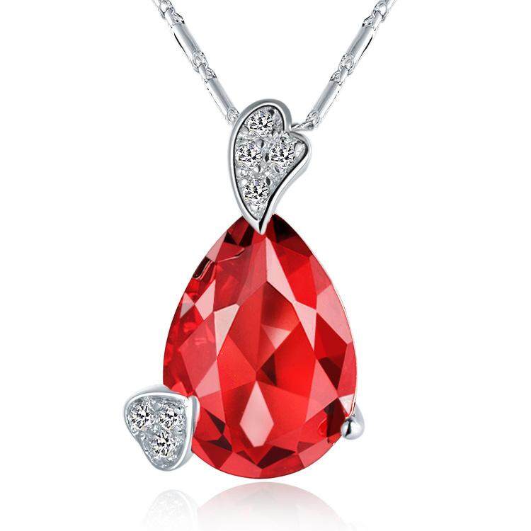 【Goodprice-Fashion】fashion Ornamen Liontin Bentuk Hati Plating Putih Kalung Emas Kristal Kalung Perhiasan