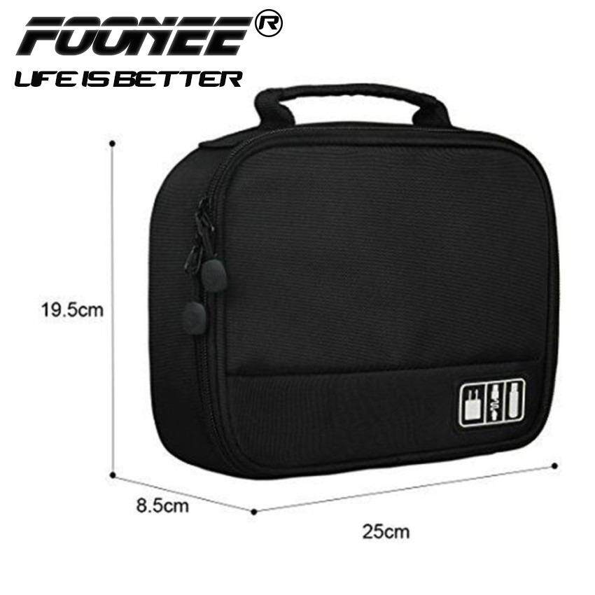 Foonee อุปกรณ์ดิจิตอลขนาดเล็กอุปกรณ์เสริมกระเป๋าผู้จัดงานท่องเที่ยวกล่อง, สีดำ - INTL