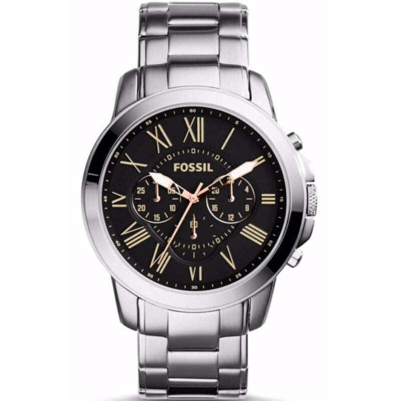 Fossil Mens Grant Chrono Black Dial Stainless Steel Watch FS4994 Malaysia