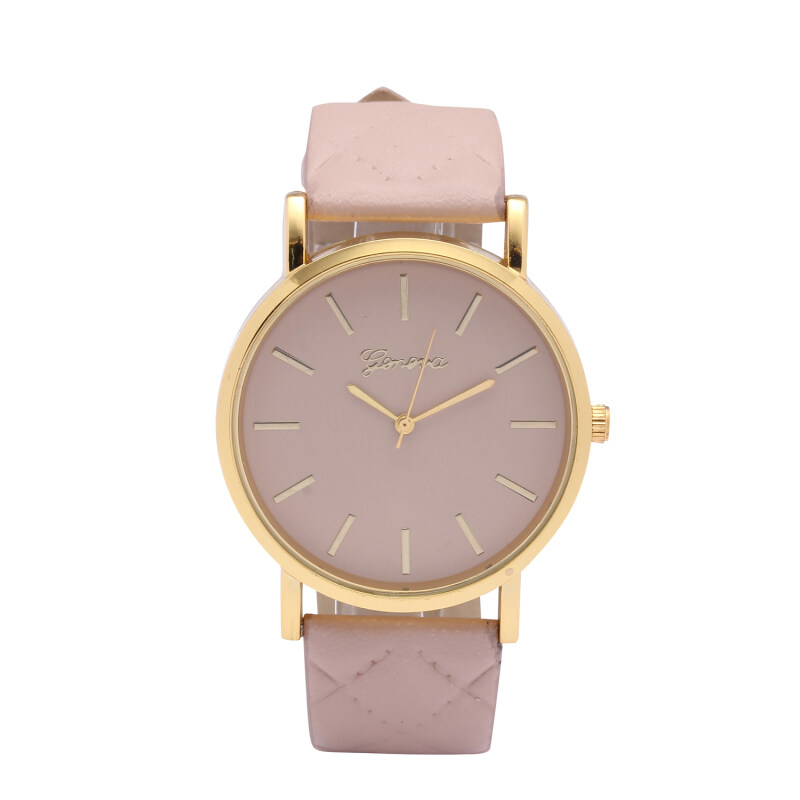 Geneva New Style The Grid Leather Belt Quartz Wristwatches (Beige) Malaysia