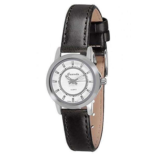 Guardo Wanita Modello Putih Tombol Penyetel Hitam Eco-leather Modis Jam Tangan (WGW0002BKS)-Internasional