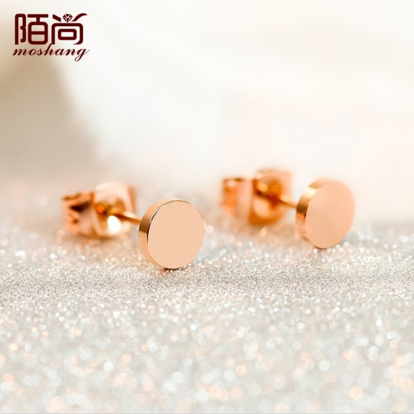 Ini Adalah Jalan Korea Modis Wanita Emas Bean Anting-Anting Anting-Anting Warna Mawar Emas Pelapisan Titanium Hadiah-Internasional