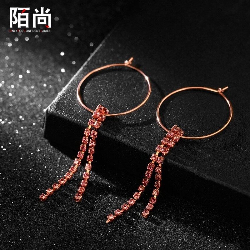 Ini Sederhana untuk Semua Kegiatan Jalanan Korea Wanita 18 K Mawar Gold Berlapis Anting Anting-Anting Perhiasan Wanita Panjang Uang Kemenangan -Internasional