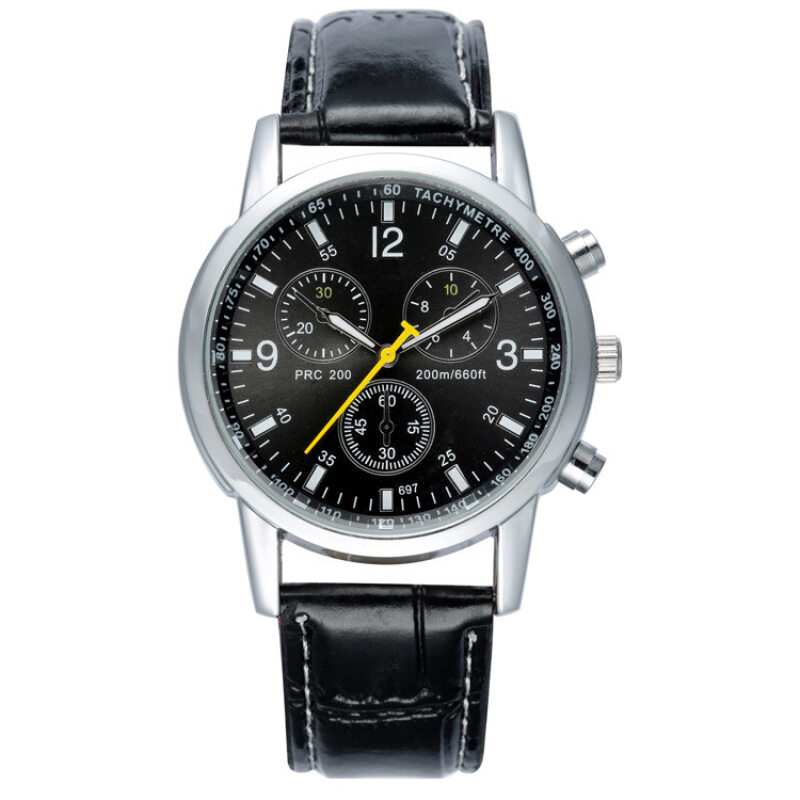 Mens Watches Fashion Business Quartz Watches Waterproof Wristwatch Leather Strap Watches - Black Malaysia