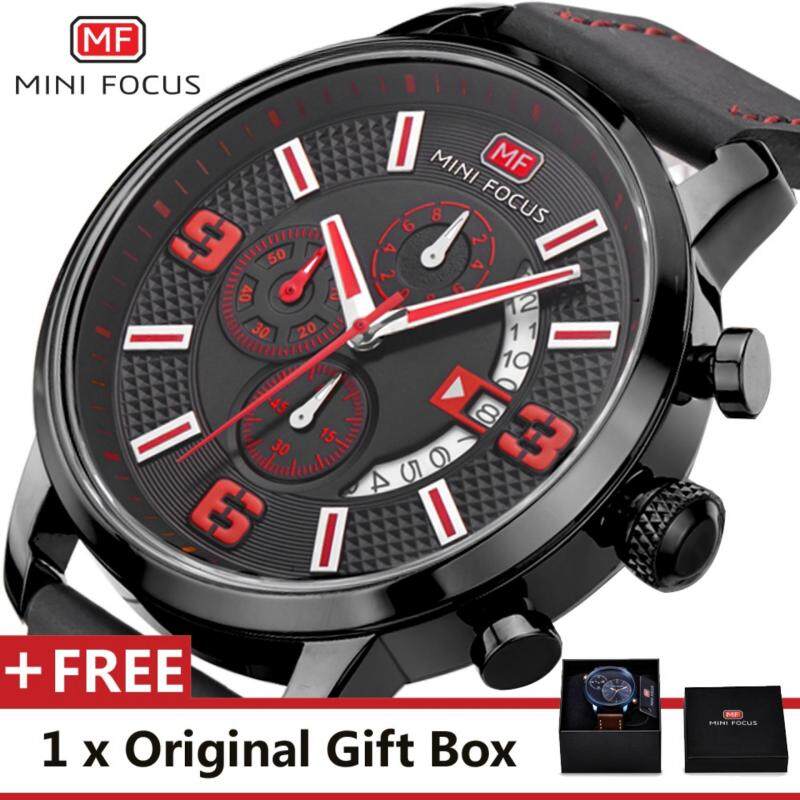 MINI FOCUS Top Luxury Brand Watch Famous Fashion Sports Cool Men Quartz Watches Calendar Waterproof Leather Wristwatch For Male MF0025G Malaysia