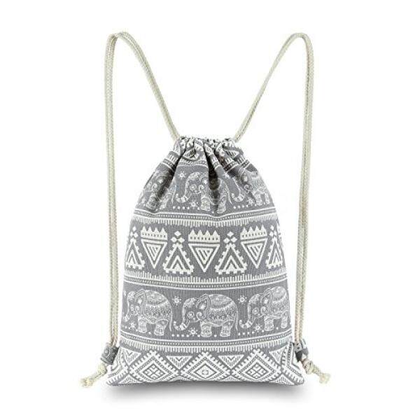 Miomao Ransel Kolor Tas Gajah Geometris Kanvas Outdoor Sackpack dengan Saku, Olahraga At Zalora Now!! Pakaian Anak-anak Anak Perempuan Tas Tote Tas Tangan Unisex Yoga Daypack Ransel Berpergian, 13X18, Abu-abu-Intl