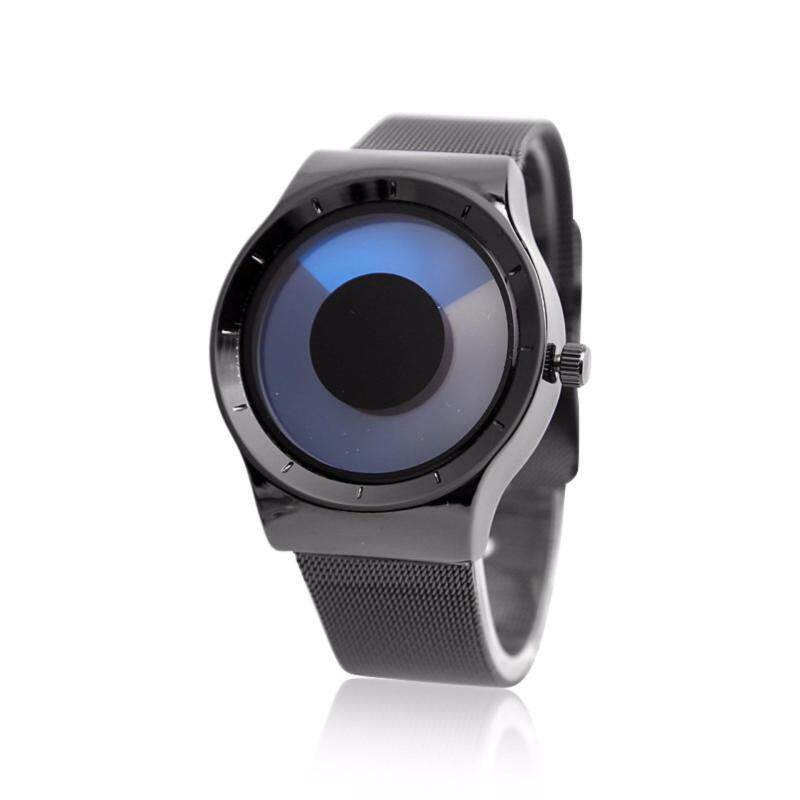 New Fashion Creative Concept Swirl no pointer luminous simplicity Watch Black Watchband (Blue) (Intl) Malaysia