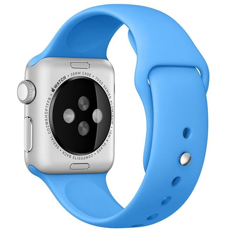 Original 1:1 Silicone Band with Connector Adapter for Apple Watch Sport 42mm Strap for IWatch Sports Buckle Bracelet Band(Blue) Malaysia